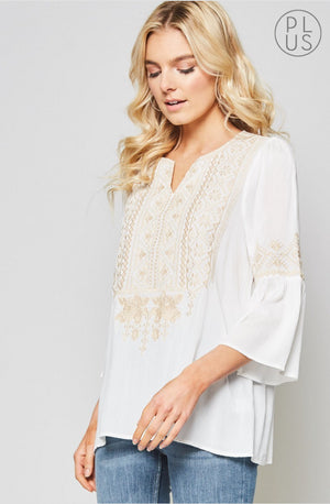 Plus-Size Embroidery Tunic