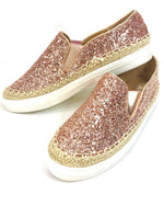 Rose Gold Glitter Slip On Sneaker