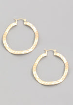 Gold Wavy Hammered Hoops