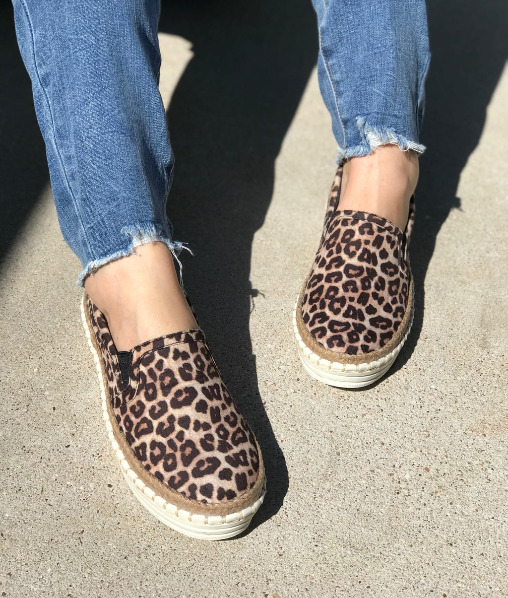 Leopard Linen Slip On Sneaker