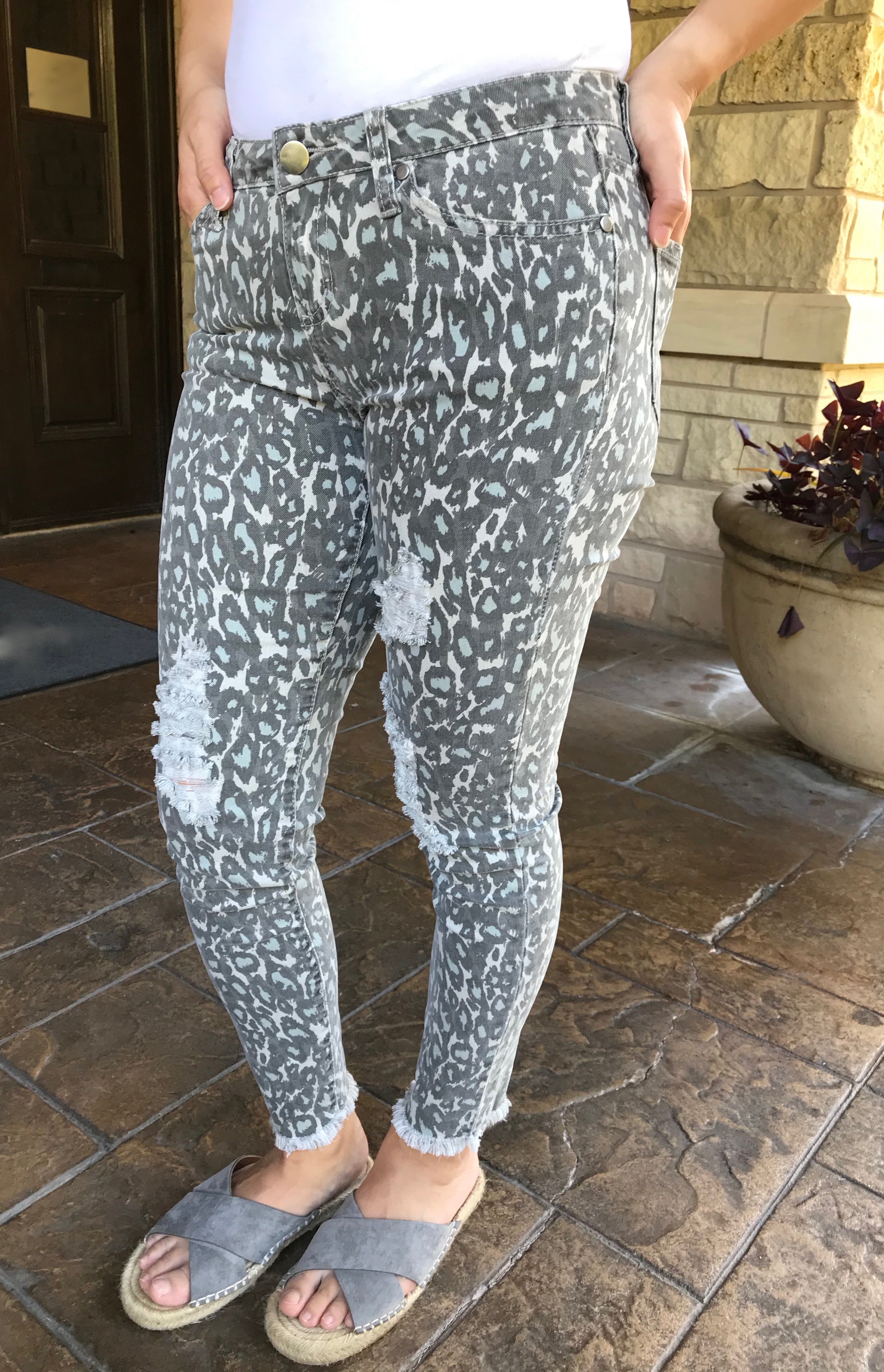 Leopard Distressed Pants