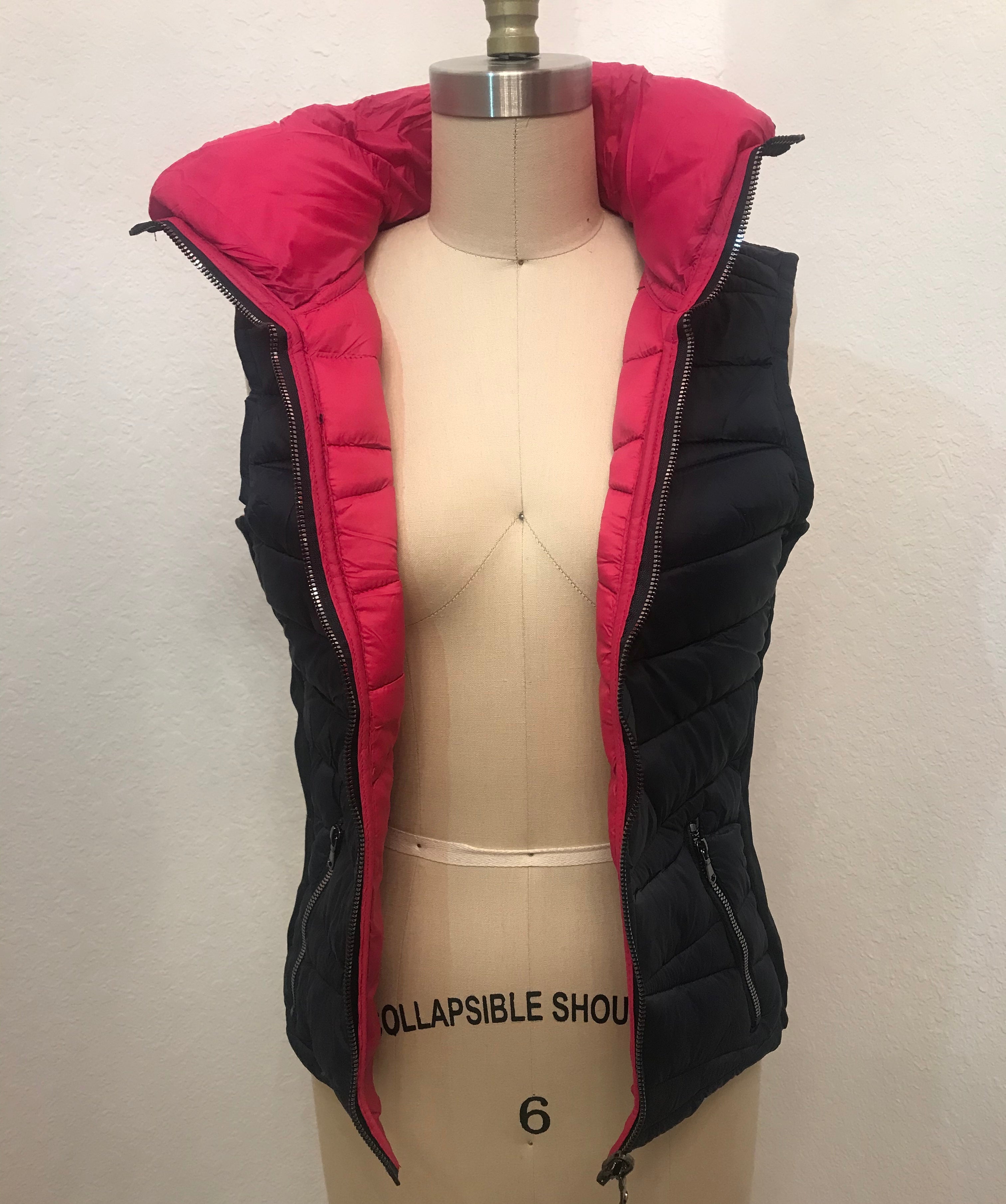 Navy & Fuchsia Puffer Vest (Reversible)