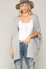 Open Front Cardigan with Fringe Detail