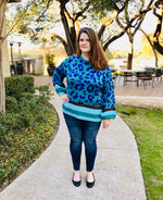 Plus Size Animal Print and Striped Sweater