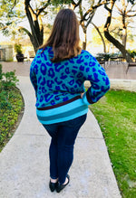 Plus Size Animal Print and Striped Sweater