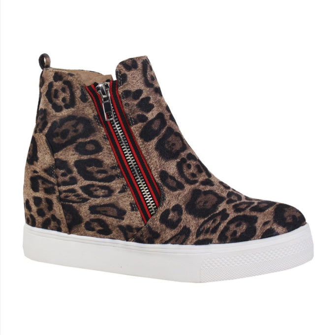 Leopard Hidden Wedge Sneaker