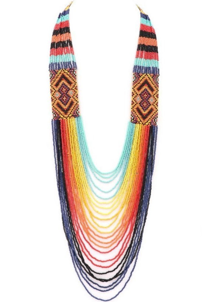 Layered Seed Bead Long Necklace