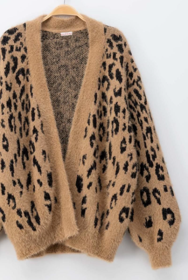 Leopard Puff Sleeve Cardigan
