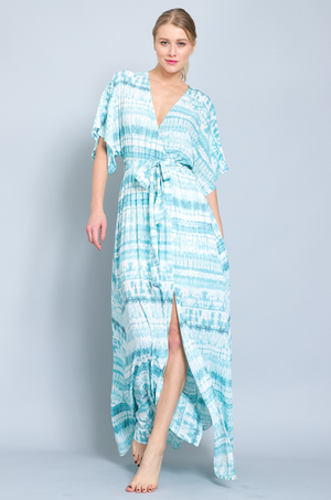 Kimono Sleeve Tie-Dye Maxi Dress