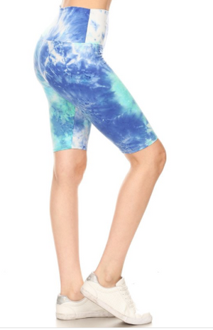High Waisted Tie Dye Yoga Biker Shorts