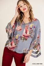 Floral Print Bell Sleeve Blouse